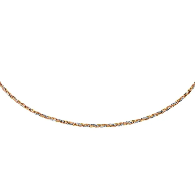 Vivid druzy necklaces-14k Tri-Tone Gold Plaited Motif Multi Strand Mirror Spring Necklace