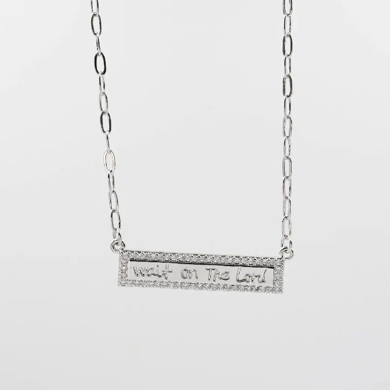 Regency style necklaces-Silver Wait on the Lord Necklace I-52