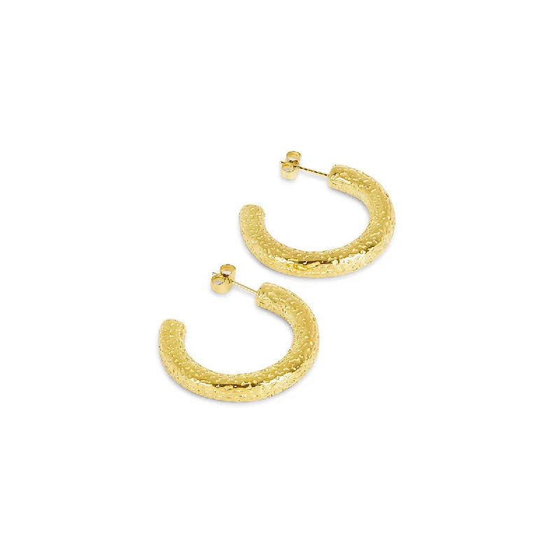 Pink gold earrings-Rosa Hoop Earrings - Gold