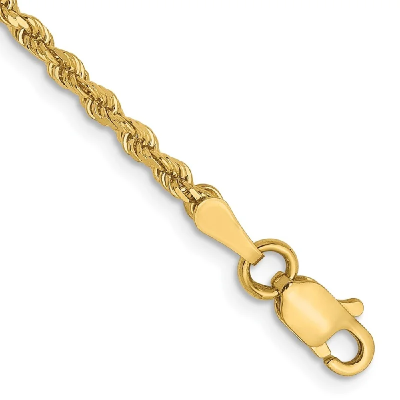 Open frame bangles-14k Yellow Gold 2mm Diamond-Cut Rope Chain Bracelet, 7"