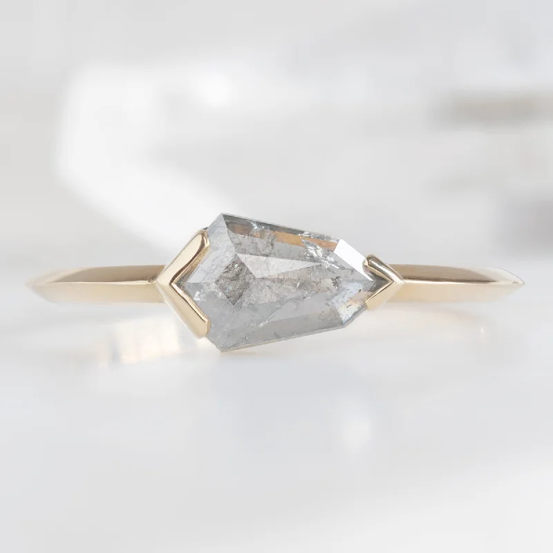 Patina bronze engagement rings-The Sage Ring | 0.62ct Geometric Salt and Pepper Diamond in 14K Yellow Gold