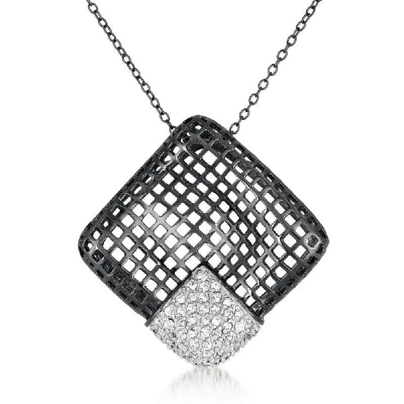 Cotton braid necklaces-Marguerite Double Square Argyle Pendant Necklace