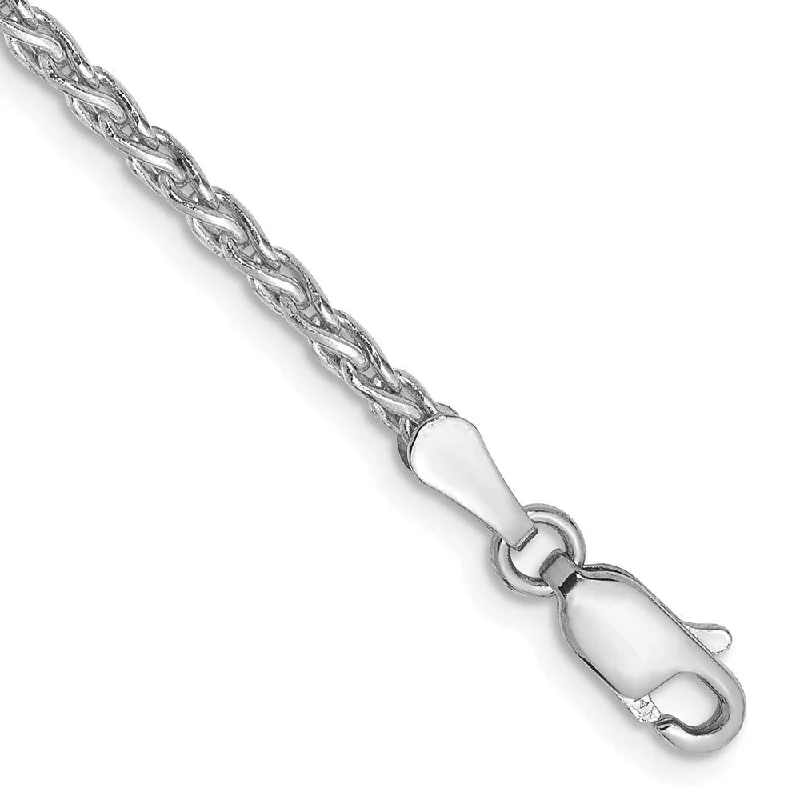 Tide shape bangles-14k White Gold 2.25mm Parisian Wheat Chain Bracelet, 7"