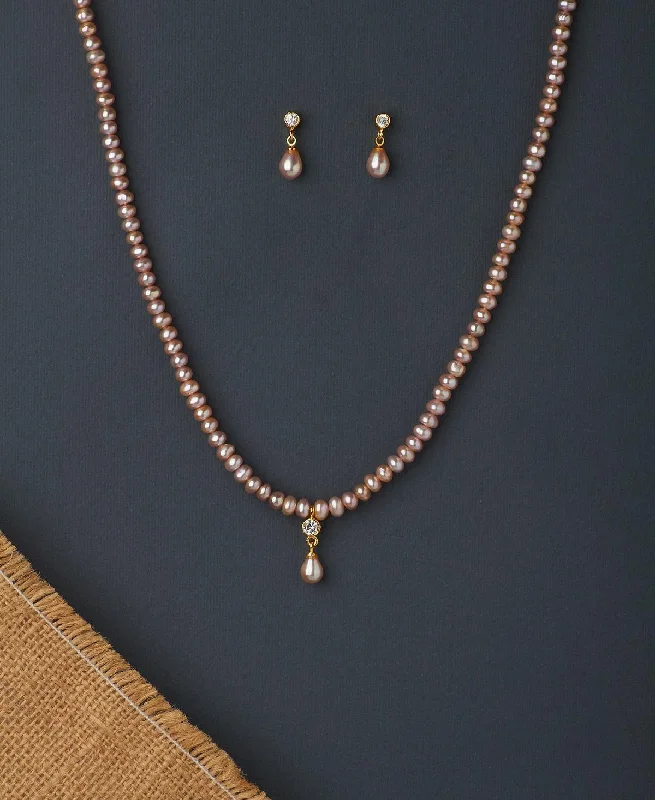 Raised bar necklaces-Pretty Real Pearl Necklace Set